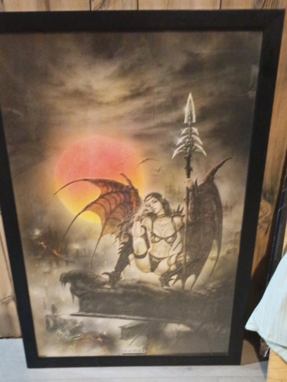 Dark Fantasy Demoness Wall Art - Black Frame, Orange Accent